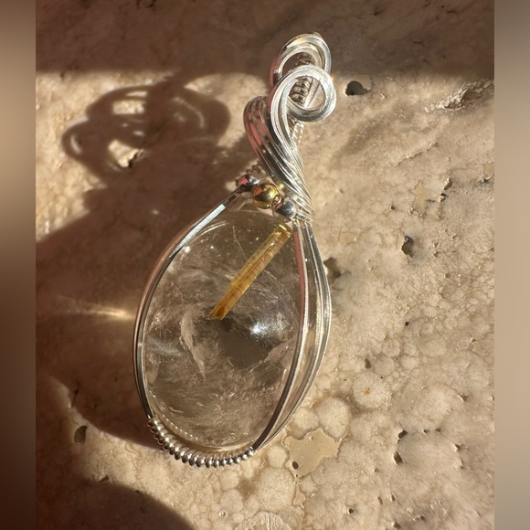 Sterling Silver Rutilated Quartz Necklace Pendant - Picture 7 of 8